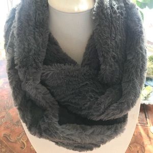 Gray Faux Fur Infinity Scarf
